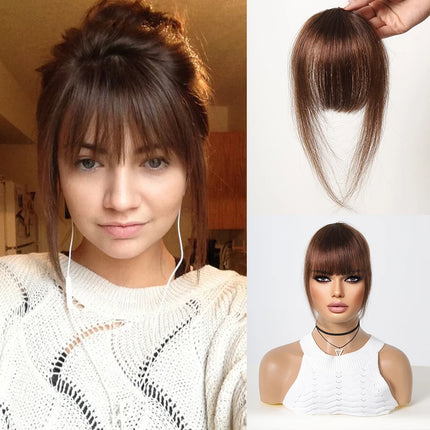 100% Human Hair Bangs Clips in Air Fringe Bangs Hairpiece for Women Platinum Blonde Remy Human Hair Bangs Hair Extension 4.5inch
