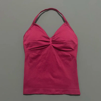 HISTELLO Impact Longline Strappy Top Sports Yoga Vest Women Fitness Tank Top Gym Beautiful Open Back Bra Running Workout Halter