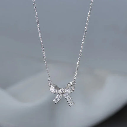 Romantic Lovely White Bowknot Rings Female Girls Exquisite Jewelry Ring with Shiny Bow Tie Zircon for Party Dating Lovers Gifts