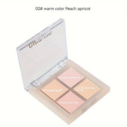 Four Color Peach Cream Blush Palette Nude Apricot Cheek Contour Brightening Makeup Blusher Rouge Cheek Tint for Cosmetics
