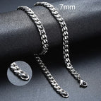 7mm Silver Cuban / 60cm 24inch