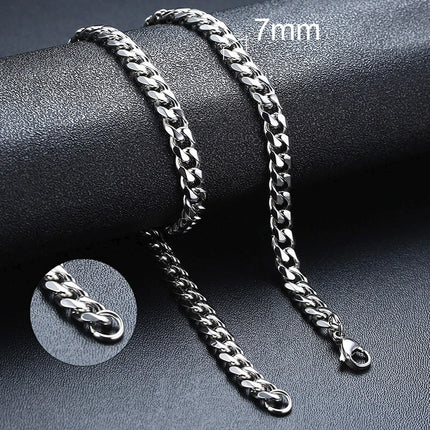 3-11MM Classic Cuban Chain Necklace for Men Women,Silver Black Gold Grey Color Stainless Steel Chains,Basic Punk Jewelry Gift