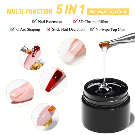 Mtssii 5 in 1 Glue Gel Reinforcement Gel No Wipe Top Coat Nail Art Soak Off UV Gel Varnish 3D Chrome Design Diamond Gel Gel