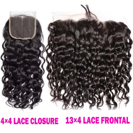 13x4 Transparent Lace Frontal pre plucked Straight Body Loose Water Deep Curly 4x4 Lace Closure Remy Human Hair 8-20 Inch