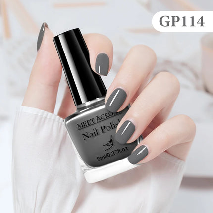 MEET ACROSS 8ml Glass Bottle Water-Based Peel Off Nail Polish Spring Summer Colorful Glitter Nail Art Varnish No Need Lamp