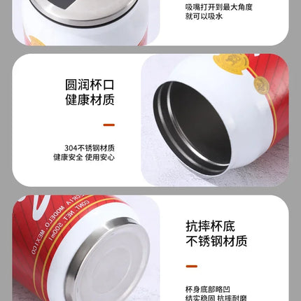 500ML Termos Beer Cup 304 Stainless Steel Car Thermos Cola Can Laser Printing Botella De Acero Inoxidable Ninos Garrafa Termica