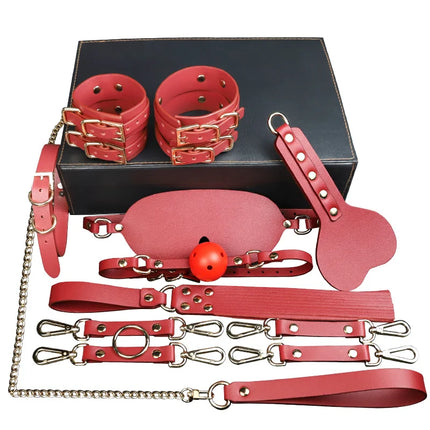 BDSM Erotic Restraint Toy Box Set 9-Piece Bondage Kit  Couples Blindfold Spanking Slave Roleplay Sex Game Portable Props