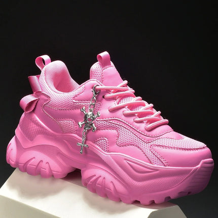 Women's outdoor four seasons fashion casual shoes Black platform high heels women's Halloween punk style light women's sneakers