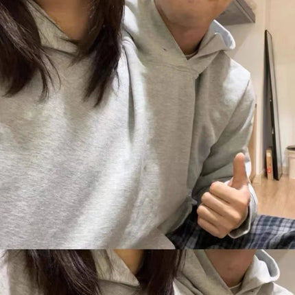 Double-person Hooded Sweatshirt Loose-fit Solid Color Sweatshirt Intimate Apparel For Two People