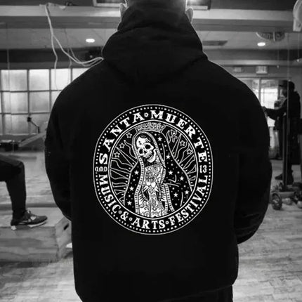 2025 unisex high-quality Santa Claus death hooded sweatshirt, trendy and fashionable, versatile vintage classic sportswear.
