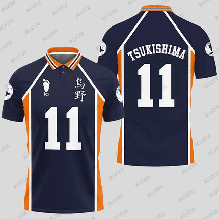 Anime Haikyuu Hinata Cosplay Polo Shirts Summer Shorts Sleeve Men Polos Volleyball Uniform Japan Sports Jerseys Kids Adult Tops
