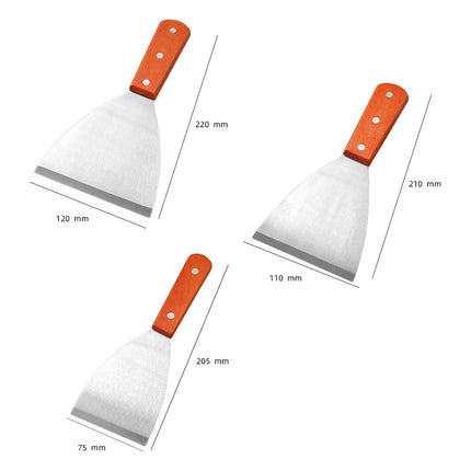 Stainless Steel Oblique Spatula Steak Burger Pancake Pizza Scraper Shovel Wooden Handle Barbecue Utensils Kitchen Cooking Tools