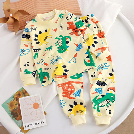 Multi Color Cute Cartoon Bear Print Toddler Baby Suits Tops Hoodie and Pants Comfortable Baby Sets for 1-8Y Kids Clothing Sets