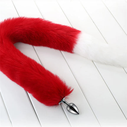78cm Red Long Fox Tail Anal Plug Metal Butt Plug Prostate Massager Erotic Cosplay Accessories Adult Novelty Sex Toys For Couples