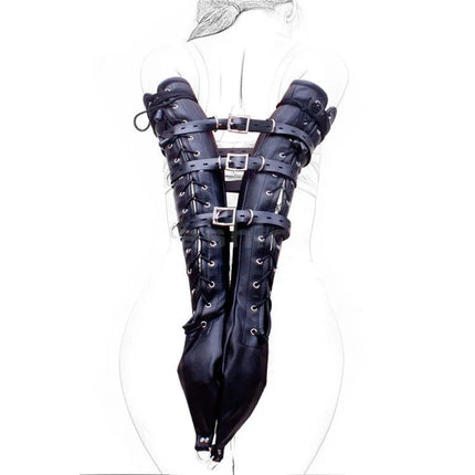 2026 New BDSM Strait Jacket / Armbinder,Leather Deluxe Arm Binder Restraint,Behind Back Bondage Gloves,Sex Toys For Couples 18+