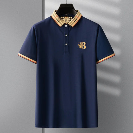 Summer Men's Fashion Casual Short-Sleeved Polo Shirt High-End Boutique Embroidered Top Comfortable and Breathable Lapel T-shirt