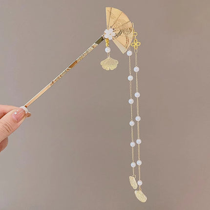 Neo Chinese Hairpin For Women Trendy Metal Flower Tassel Hair Stick Girls Daily Travel Shopping Jewelry Hair Accessories 1pc