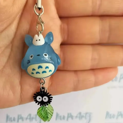 Kawaii Blue Animal Totoro Phone Charm Soot Sprite Keychain Woodland Anime Cat Cosplay  Handmade Y2K Gift Pendant Accessories