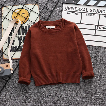 2025 Autumn Winter Baby Boys Girls Sweater Solid Color Thicken Children Knitted Clothes Kid Pullover Jumper Top Toddler Sweaters