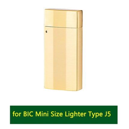 Zinc Alloy Lighter Case For Bic J5 Mini Lighter Vintage Lighter Holder Creative Flip Cover Protective Shell