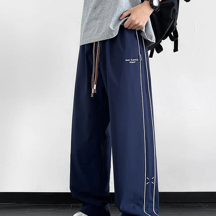 Summer Men's Sweatpants Wide Leg Straight Ice Silk Cooling Pants Big Size 8XL 7XL 6XL Sportswear Loose Fit Track Trousers