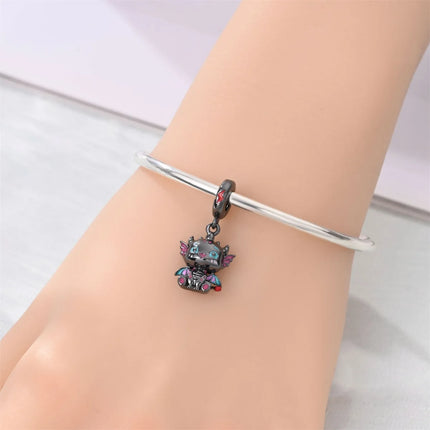 Hot Sale 925 Sterling Silver Sparkling Curled Dragon Charm Fits Bracelet Beautiful Jewelry Accessories Gifts