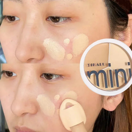 3 Colors Concealer Cream Full Coverage Acne Spot Dark Circles Contour Concealer Palette with Brush Moisturizing Cosmetics Makeup