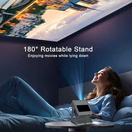 Netflix YouTube Projector 8'' Touch Screen 1080P 4K, 180° Rotation - Android iOS Sync, WiFi BT5.0, HDMI USB Home Cinema Gaming