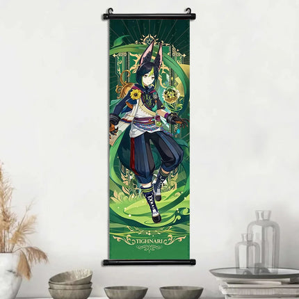 Genshin Impact Poster Anime Hot Games Wall Artwork Hutao Klee Vendi Canvas Painting Print Hanging Scroll Home Decoration Gift
