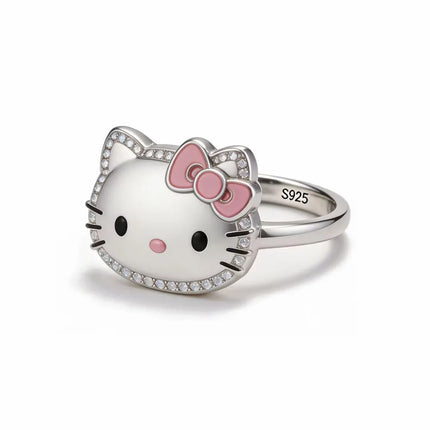 New Hot Selling Fashion 925 Silver Cute Cartoon Animation Ring Women's high-end Jewelry Gift Wedding Crystal Luxury Accessories