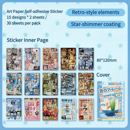 Cartoon Mini Sticker Book Tiny Pet Food Stickers Book Children Girls Nail Sticker Decor DIY Notebook Scrapbook Planner Decals