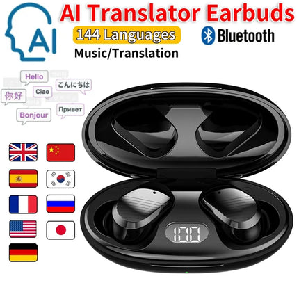 AI Translator Earbuds 144 Languages Translation Noise Cancelling A68 Bluetooth5.4 Earphone Instant Smart Voice Real Time Headset