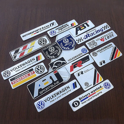Volkswagen Series Aluminum Badge Car Body Stickers Decals For VW GTI Polo Golf Passat Tiguan Arteon Touareg Taigo Caddy Jetta CC