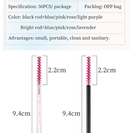 NEW 50Pcs Makeup Eyelash Brushes Disposable Crystal Eyebrow brush Diamond Handle Mascara Wand Applicator Lashes Extension Tools