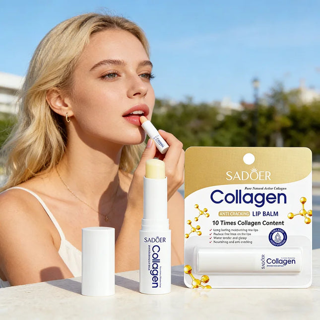 SADOER Collagen Lip Balm Moisturizing Anti Cracking Brightening Repair Nourishing Hydrating Lipstick Lips Skin Care Products