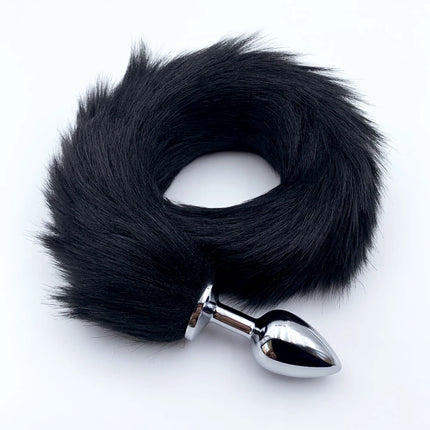 Metal Anal Plug with Faux Fox Tail,Cosplay Role Play Butt Plug,Adult Sex Toys for Men Women Couple,Anal Training Adult Products
