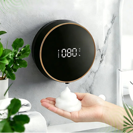 Electric Automatic Soap Dispenser Foaming Hand Free Wall Mount LED Temperature Digital Display for Bathroom Kitchen