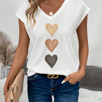 Summer women's white short sleeved shirt, loose and comfortable, soft vacation love punk style