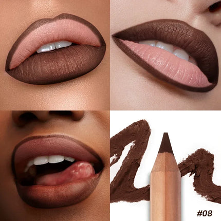 Nude Brown Lipliner Pen Wooden Matte Lip Liner Waterproof Lipstick Pencil Easy To Wear Non-stick Cup Lip Contouring Pen Cosmetic
