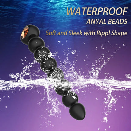 7 Beads Ribbed Silicone Anal Butt Plug Vibrator 10 Vibration Dildo Male Prostate Massager Adult Sex Toys For Men Women Couple