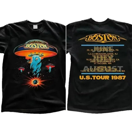 1987 Boston Rock Band Classic Retro Poster Print T-Shirt Men Women Oversized Cotton O-Neck Comfortable Summer New Tees