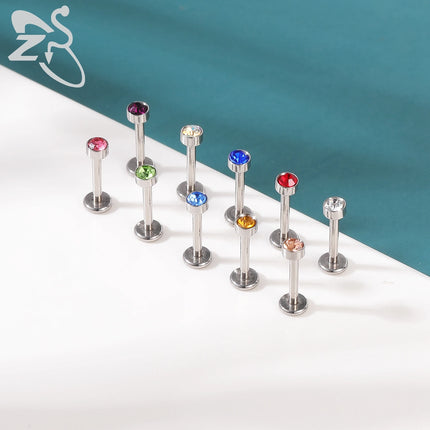 ZS 6-13PCS/LOT 16G Stainless Steel Lip Labret Piercing Set Crystal Monroe Lip Stud Ear Tragus Helix Cartilage Piercing 6/8/10mm