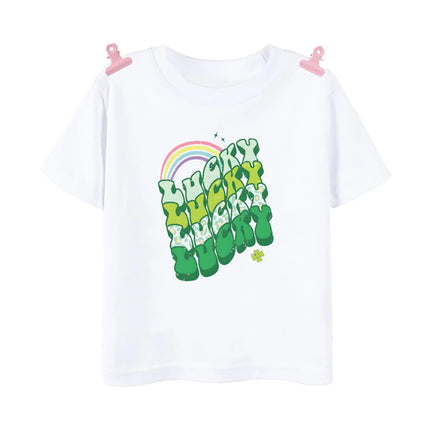 Rainbow Lucky Print Kids Shirts St. Patrick's Day Party Boys Girls Outfit T-shirt Holiday Child Short Sleeve Tops Toddler T Shirt