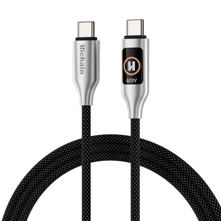 PD60W USB C Cable With Light Display Nylon Braided Type C Fast Charging Cable 480Mbps Data Transfer For iphone  For xiaomi