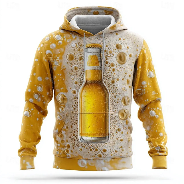 Fashion 3D Beer Graphic Men's Hoodie Autumn Daily Outdoor Street Long Sleeve Sweatshirt Oktoberfest Theme Party Unisex Clothes