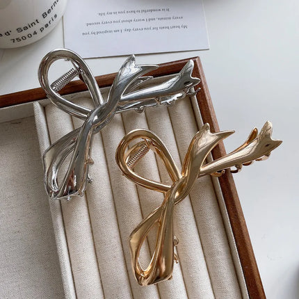 2024 New Vintage Ribbon Bow Hair Claws Exquisite Metal Hair Clip Clasp Hairpins For Women Hair Accessories Barrettes Shark Clips