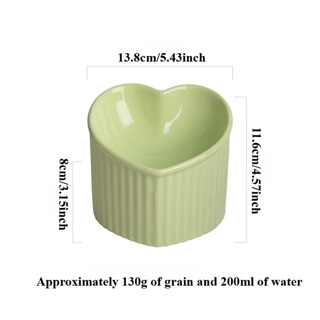 Slanted Ceramic Cat Bowl with Stand - Anti-Tip Elevated Cat Food Dish for Neck Protection, Cute Pet Feeding Bowl for Dogs and Cats