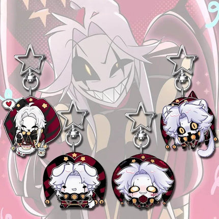 Game The Freak Circus Pierrot Cosplay Keychain Kawaii Acrylic Joker Clown Pendant Keyring Key Chain Bag Accessory Ornament Props