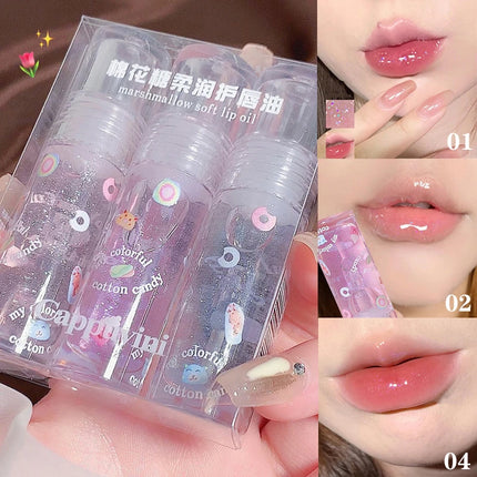 1/3Pcs Clear Water Light Lip Glaze Moisturizer Color Changing Lip Oil Jelly Mirror Lipsticks Transparent Glitter Lip Gloss Set