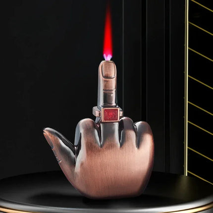 Funny Middle Finger Lighter with Fuk You Voice Windproof Jet Flame Portable Smoking Accessories Refillable Butane Men Gifts